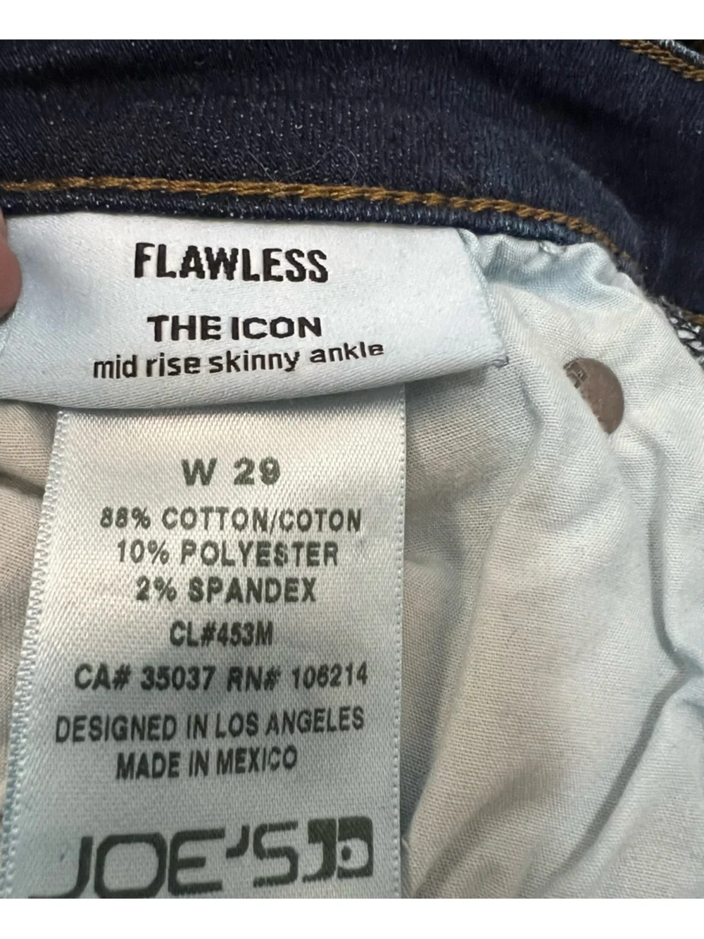 Joe's Jeans flawless “The Icon”Dark Indigo mid rise Skinny Jeans Sz 29 - Picture 6 of 8